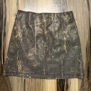 Vtg International Newport Group Mini Skirt Size M Distressed Snake Print Zip USA